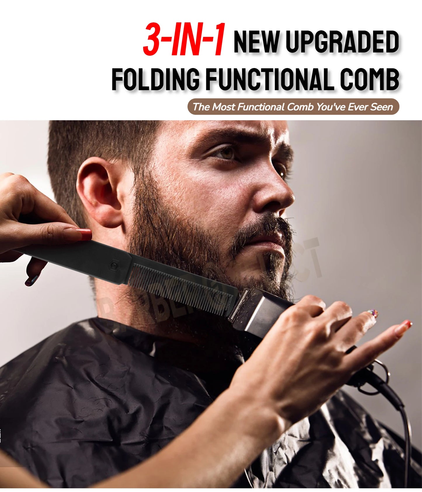 Newest 1/2/3-in-1 Portable Folding Comb – Wide Tooth Barber Clipper, Mini Beard & Hair Combing Styling Tool