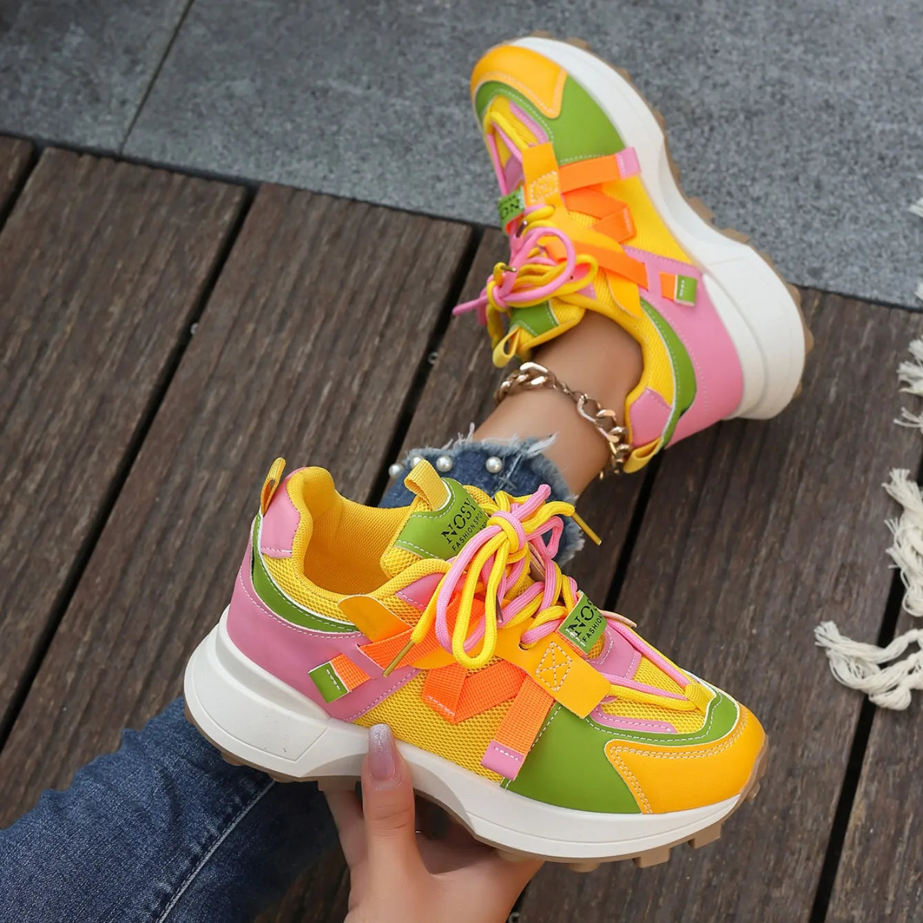 New Women’s Mesh Sneakers - Breathable Platform Lace-Up Casual Outdoor Low Top Shoes, Zapatos De Mujer