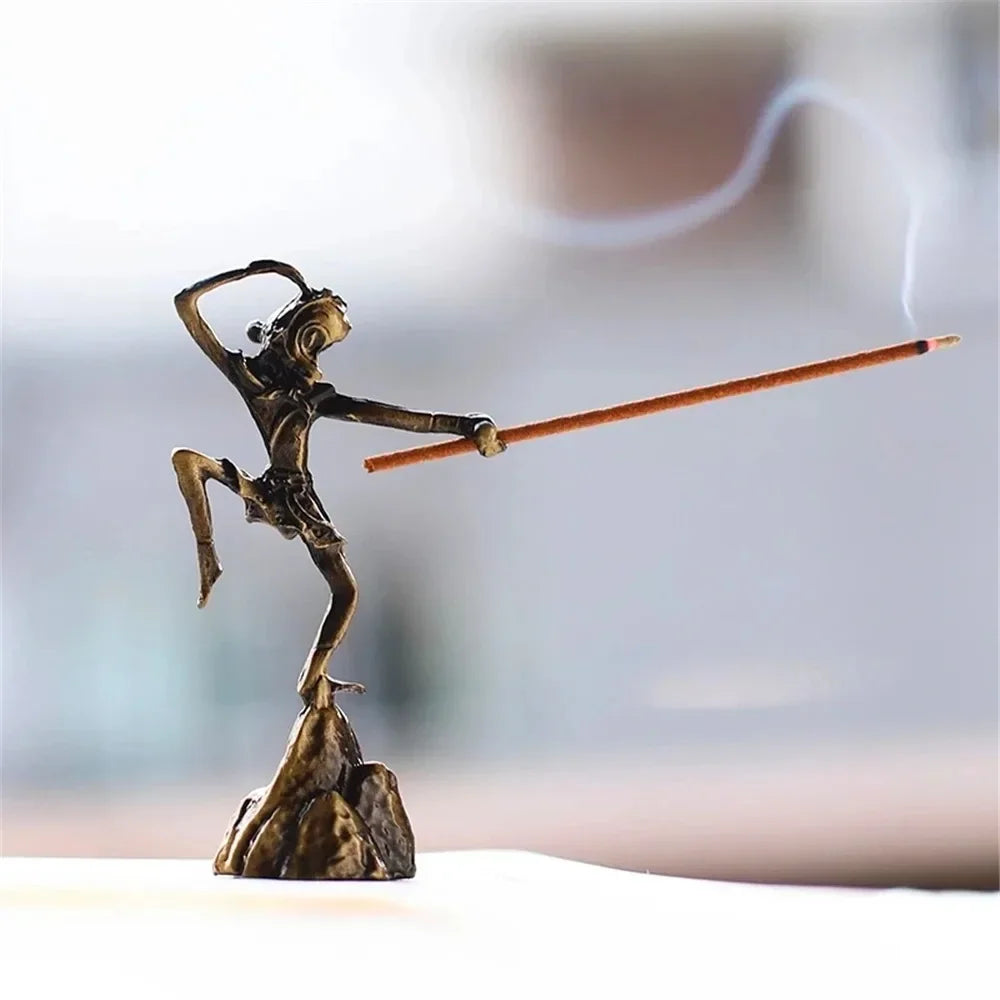 Portable Monkey King Incense Holder – Mini Censer Stand for Tea Ceremony, Home & Office Decoration