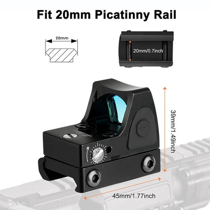 Mini RMR Red Dot Sight – Collimator Rifle Reflex Scope, Fits 20mm Weaver Rail, for Airsoft and Hunting Rifle
