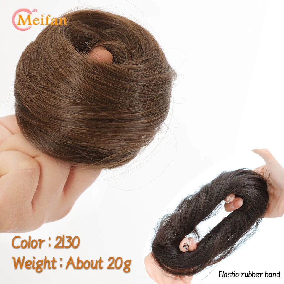 MEIFAN Synthetic Chignon Hair Bun – Elastic Rubber Band Clip-In Updo Ponytail Hair Extension for Women
