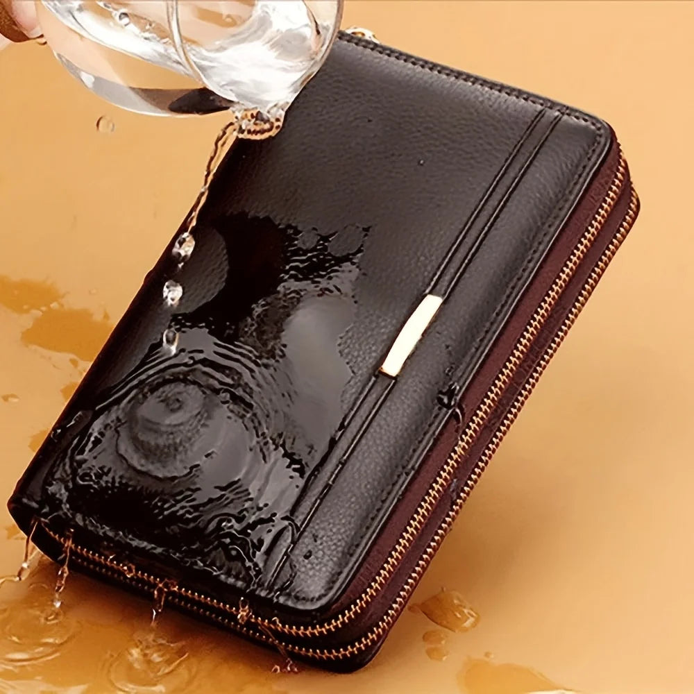 Men’s Long Leather Wallet Clutch – Large Business Purse & Phone Card Holder Gift for Dad, Husband, Boyfriend