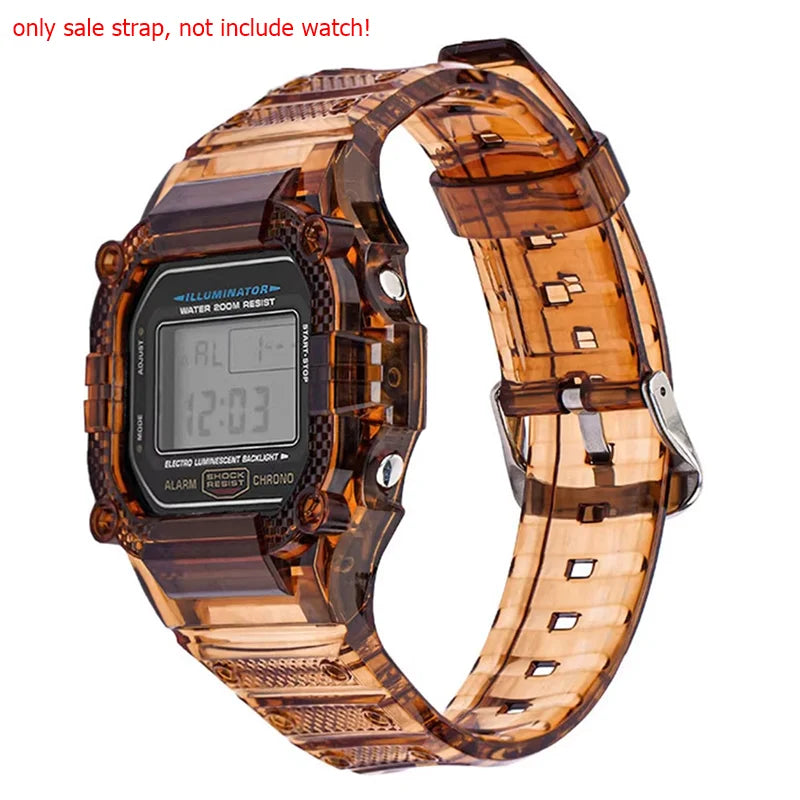 TPU Resin Watch Case and Strap for Casio G-Shock - Replacement Wristband for DW-5600, GW-M5610, M5600 and GLX-5600 Models