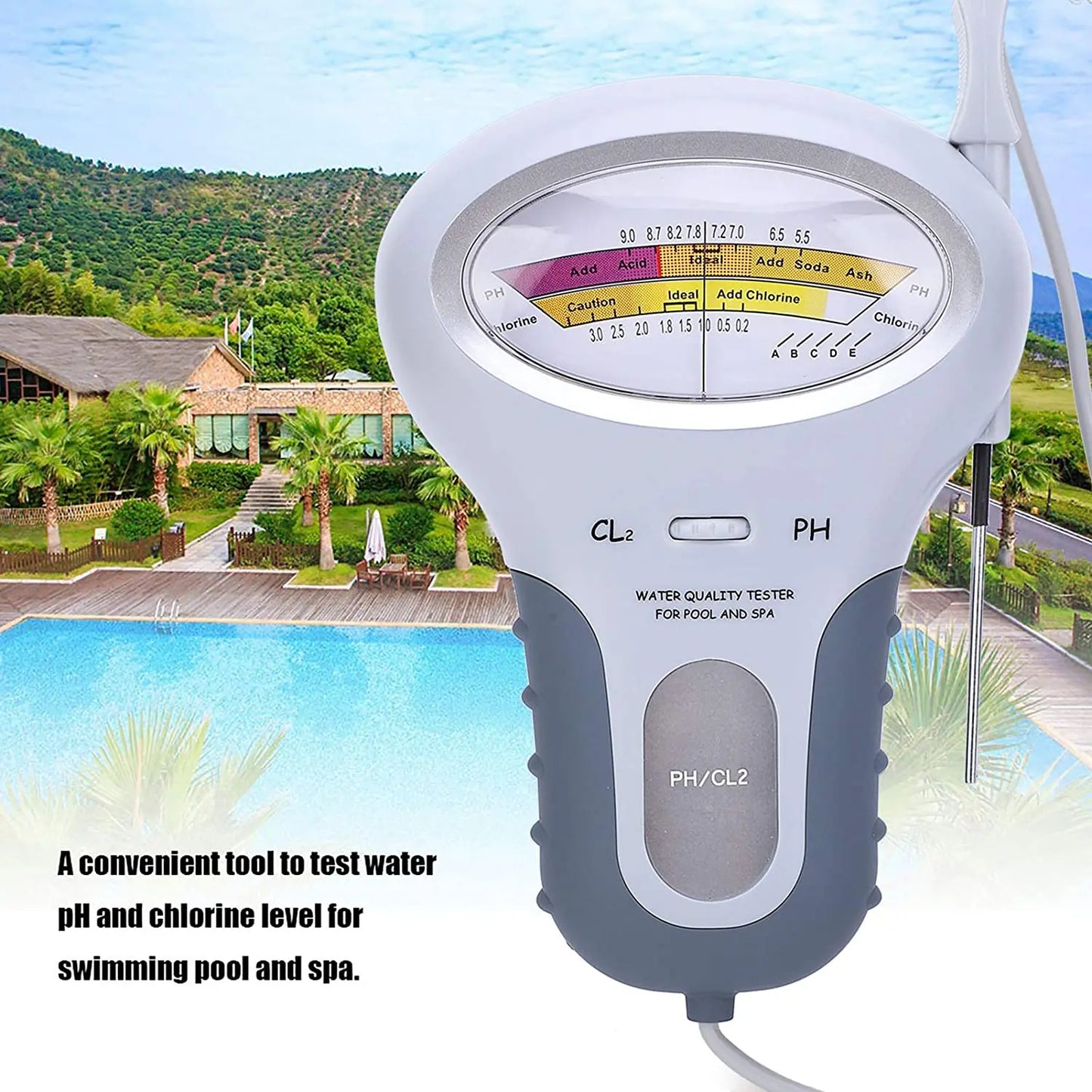 2 in 1 PH & Chlorine Meter - Water Quality Tester for Pool and Aquarium, CL2 Measuring Device