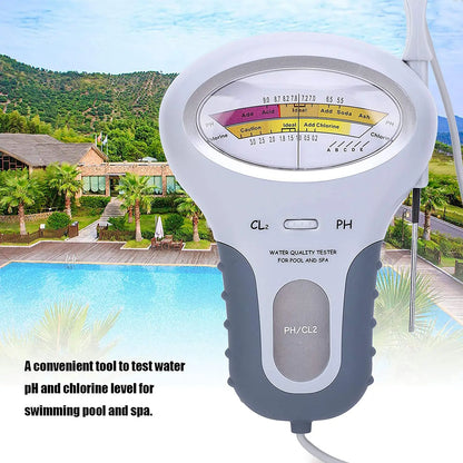 2 in 1 PH & Chlorine Meter - Water Quality Tester for Pool and Aquarium, CL2 Measuring Device