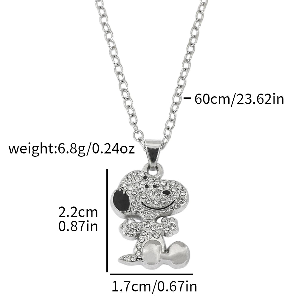 Snoopy Zircon Necklace - Cute Cartoon Dog Pendant Couple Jewelry for Valentine's Day Gifts
