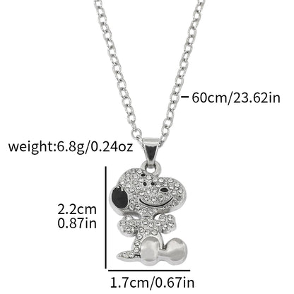 Snoopy Zircon Necklace - Cute Cartoon Dog Pendant Couple Jewelry for Valentine's Day Gifts