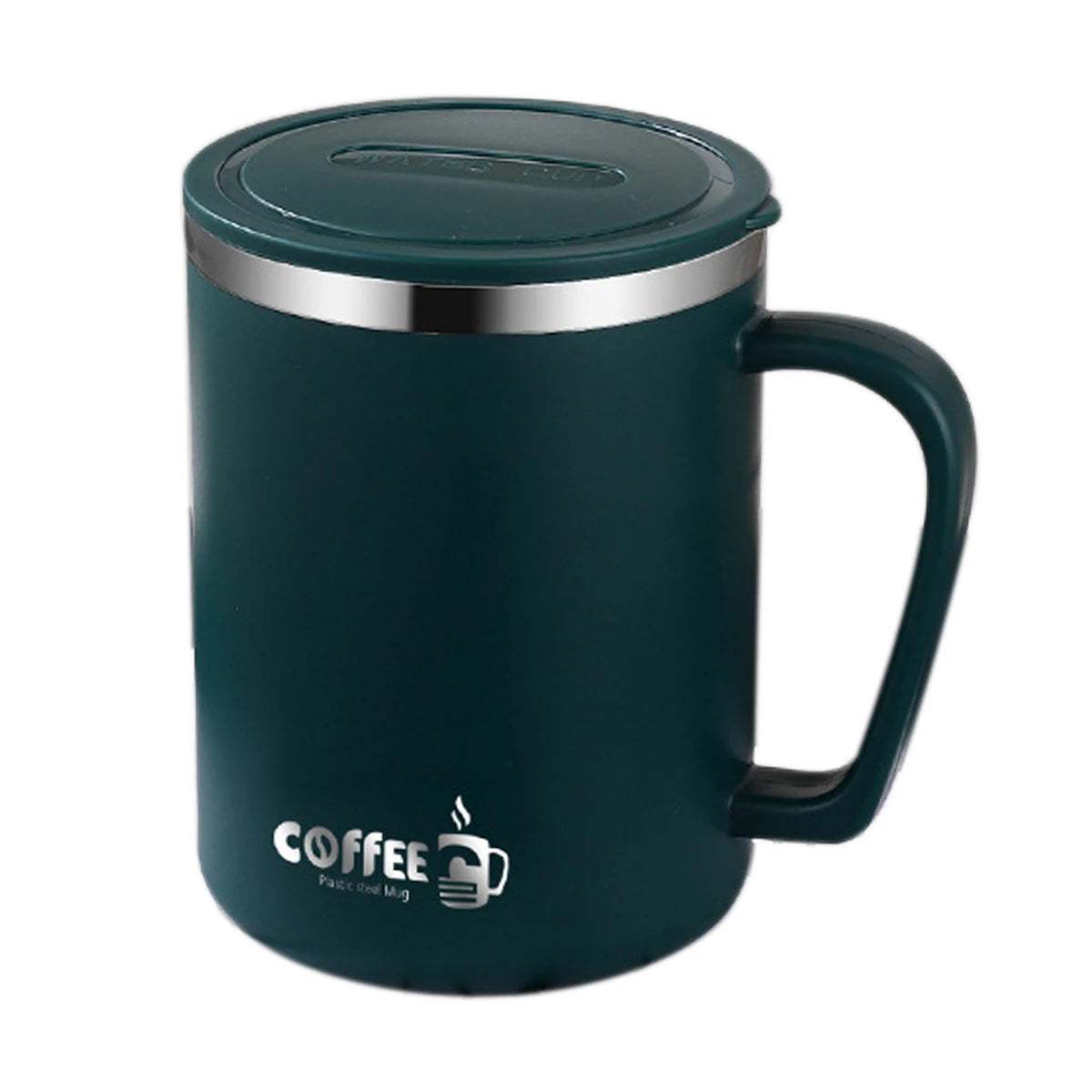 WORTHBUY 480ml Stainless Steel Insulated Coffee Mug – Double Layer Thermal Travel Cup with Lid, Handle & Leak-Proof Design