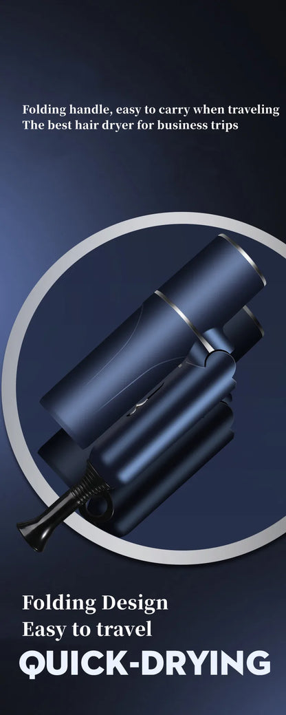 Professional Foldable Hair Dryer with Negative Ions & Blue Light – High Power Salon & Home Use