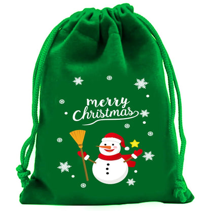 2025 Christmas Velvet Drawstring Bags – Red & Green Candy, Gift, Party, and Biscuit Storage Pouches