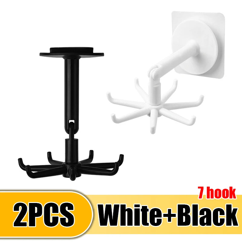 Kitchen 7-Claw Rotatable Hook Rack – 360° Multi-Purpose Spoon & Utensil Hanger, Storage Organizer Accessories