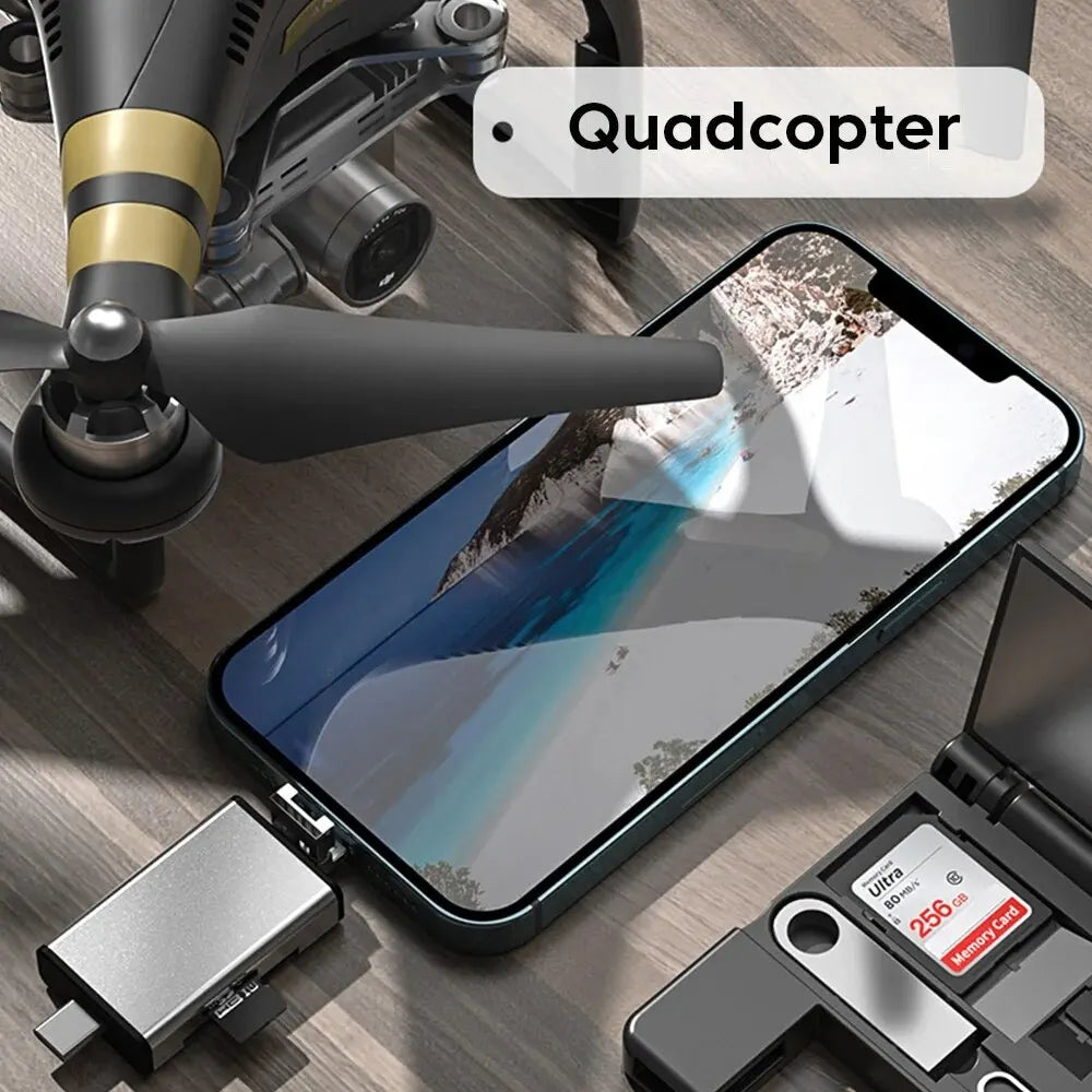 7-in-1 Multifunctional Card Reader & Storage Box: SD/Micro SD Case, OTG & USB 2.0 Type-C Adapter - Compact Card Storage Solution