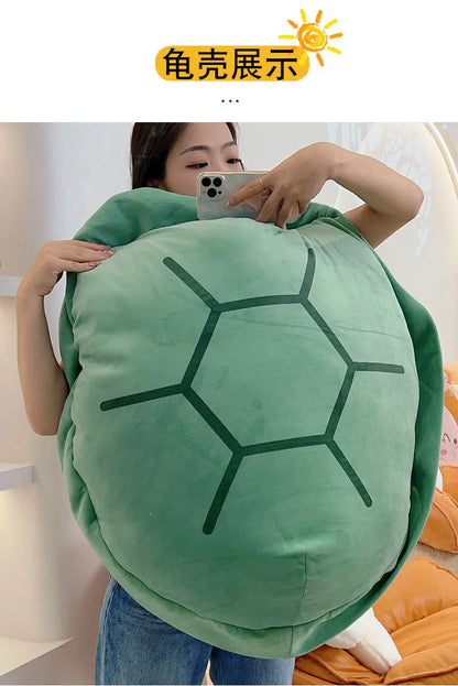 80/100CM Big Turtle Shell Plush — Wearable Stuffed Pillow Sleeping Bag, Funny Soft Cushion Gift