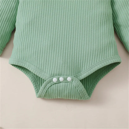 3-Piece Baby Girl Clothes Set – Long Sleeve Romper, Flower Pants & Headband, Spring & Autumn Outfit for 0-18 Months