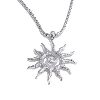 Stainless Steel Sun Drop Necklace & Hoop Earrings Set – Tarnish-Resistant Charm Jewelry for Women Gift