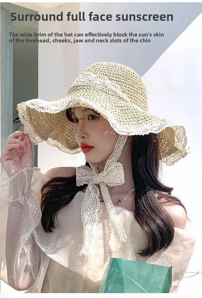 Women’s Wide Brim Sun Hat – Large Foldable Summer Straw Hat with UV Protection for Beach & Outdoor Use