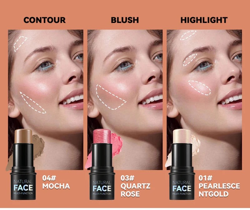 Face Pearl Stone Highlighter Stick – Long-Lasting Contour & Brightening Cheek Illuminator Makeup