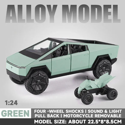 1:24 Alloy Diecast Mini Pickup Truck Model – Tesla Cybertruck Metal Toy for Boys, Kids’ Birthday & Collectible Gift