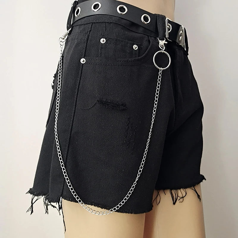 Punk Street Moon & Star Keychain – Goth Skull Rivet Waist Chain for Jeans, Unisex Rock Accessories