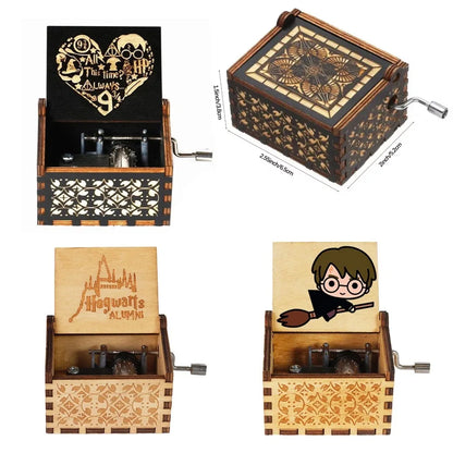 Hand-Cranked Wooden Music Box - Vintage Carved Musical Keepsake for Christmas, Birthdays, and Special Gifts
