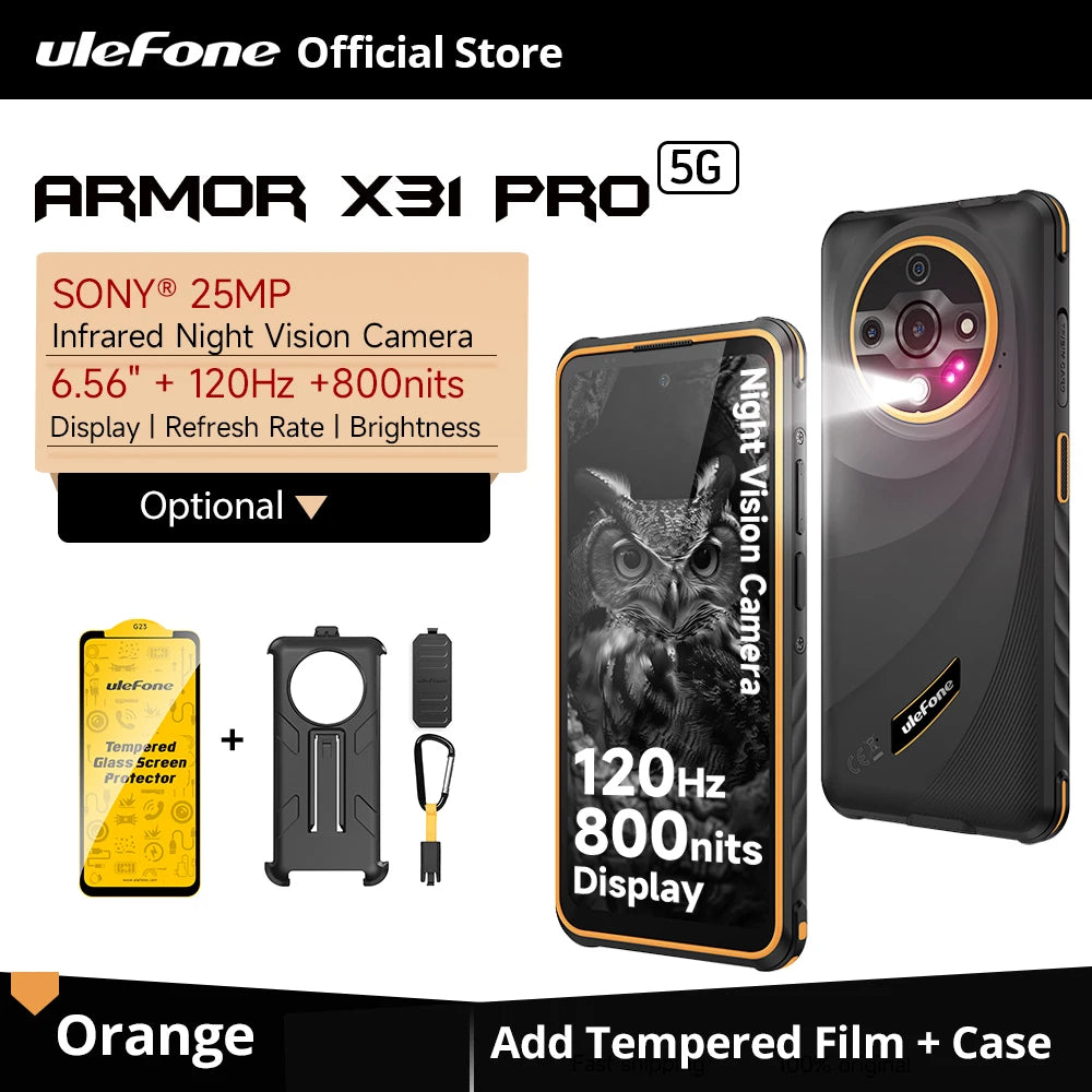 【World Premiere】Ulefone Armor X31 Pro 5G Rugged Smartphone – Android 14, 6.56” Display, 16GB+256GB, 64MP Night Camera, 6050mAh, NFC