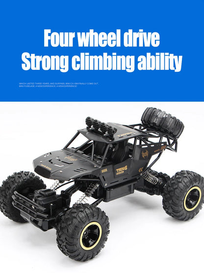 1:12/16 RC Off-Road Truck – 4WD Remote Control Car with Metal Shell & LED Lights for Kids