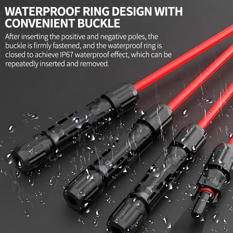 Solar PV Connector Kit - 1000V DC 30A Waterproof Plug Connectors for MC4 Cable Wiring
