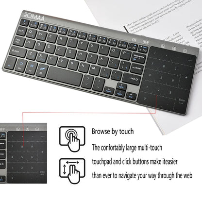 Slim 2.4G Wireless Keyboard with Touchpad — USB Numeric Keypad for Android, Windows, Desktop, Laptop & TV Box
