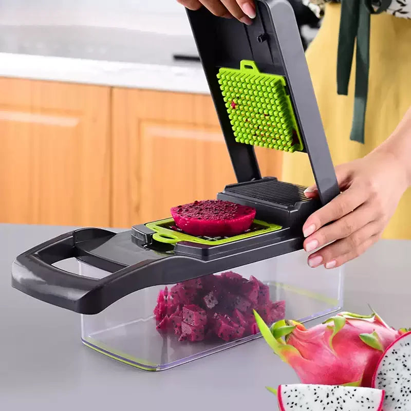 Multifunctional 14/16-in-1 Vegetable Chopper – Kitchen Food Grater, Slicer & Dicer with Handle