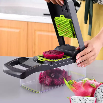 Multifunctional 14/16-in-1 Vegetable Chopper – Kitchen Food Grater, Slicer & Dicer with Handle