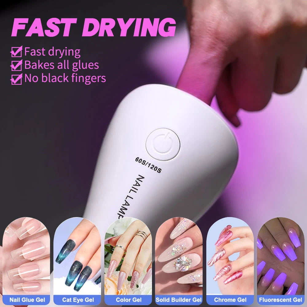 Handheld Rechargeable UV LED Nail Lamp – Mini Quick Dry Gel Polish Dryer for Manicure & Pedicure Home Nail Care Tool