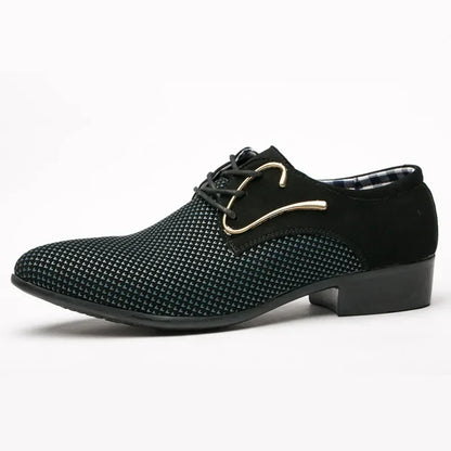 Men’s Canvas Derby Dress Shoes - Casual Wedding Flats & Formal Mix-Color Loafers Blue