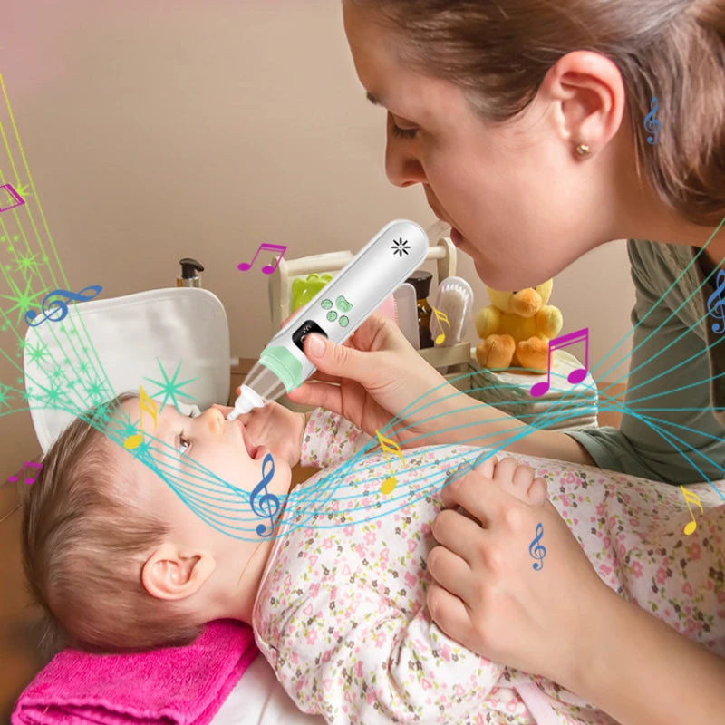 Electric Baby Nasal Aspirator - Adjustable Suction Nose Cleaner with 3 Silicone Tips and Low-Noise Design