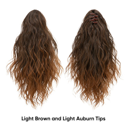 13-Inch Premium Synthetic Curly Claw Clip Ponytail – Blonde Brown Short Hairpiece, Fake Hair Extensions P064