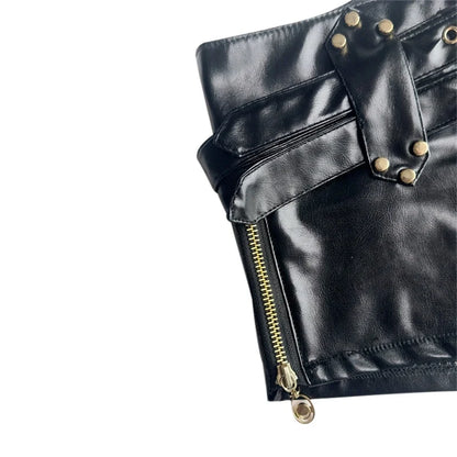 Women’s Sexy Leather Mini Shorts - Low Waist Side Zipper Slim Fit Hip Lift Fashion Trousers