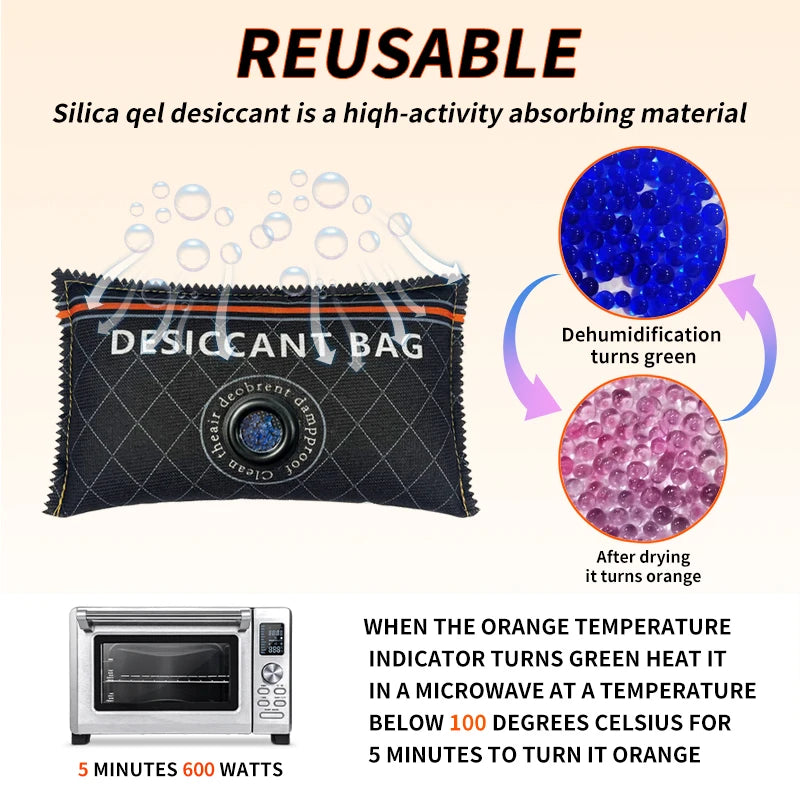 Car & Home Dehumidifier Bag – Reusable Silica Gel Moisture Absorber for Wardrobe, Shoes, Cabinets