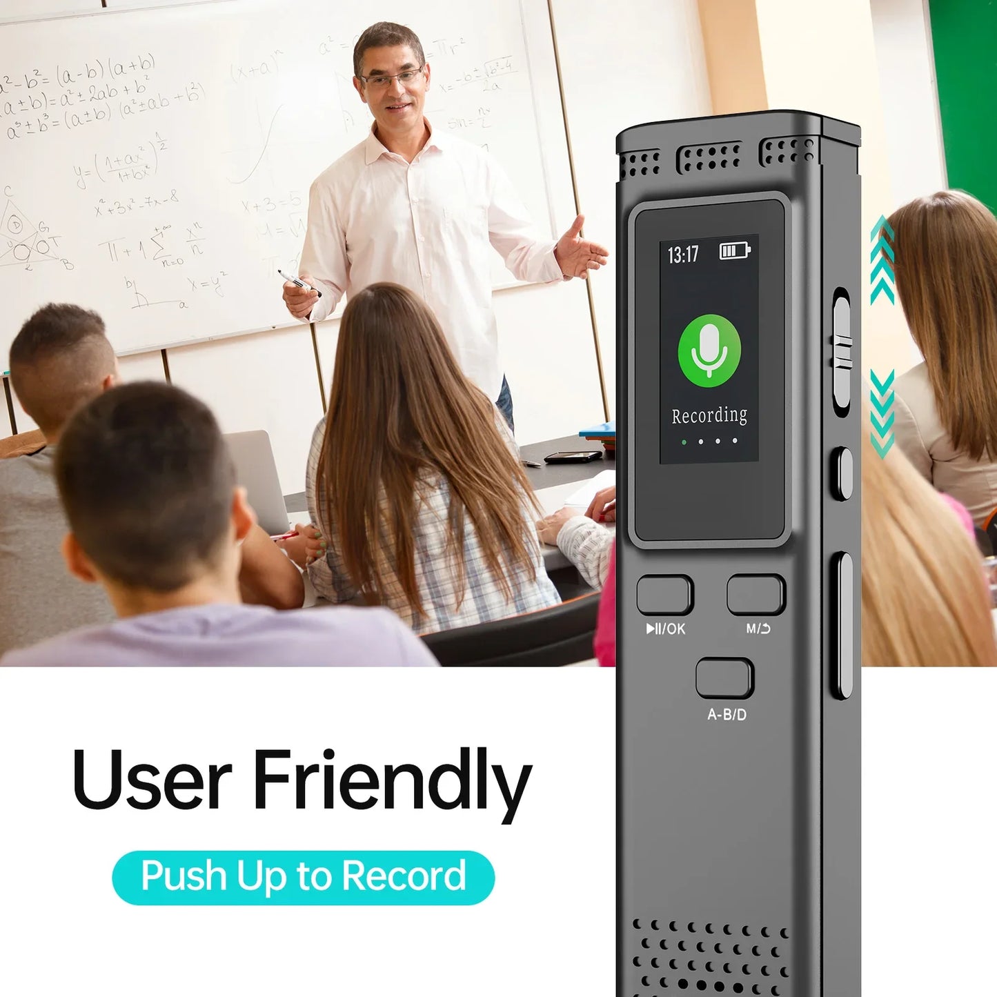 Digital Voice Recorder 64GB/16GB/8GB | Voice Activated Audio Recording, Noise Reduction, MP3 Playback, 288hrs