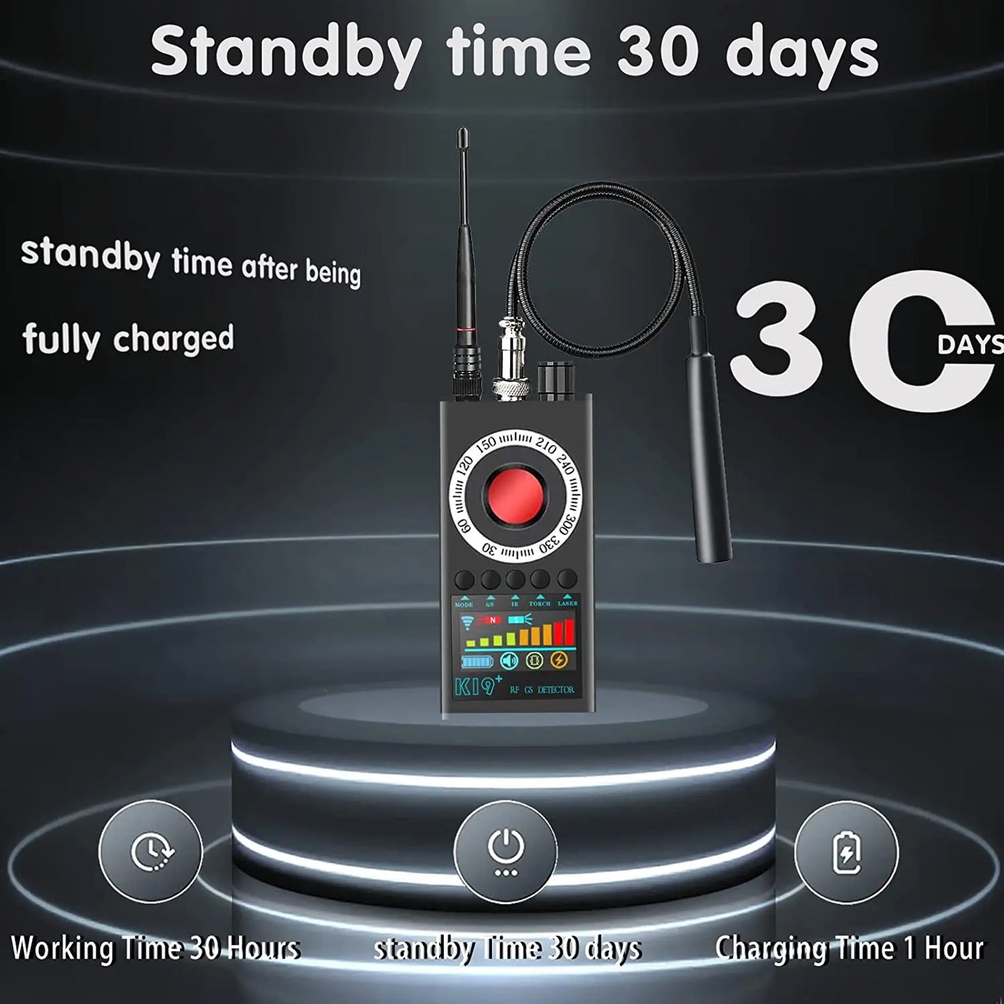 K19+ Hidden Camera & Bug Detector – RF Signal, GSM, GPS Tracker & Audio Surveillance Finder for Anti-Spy Security