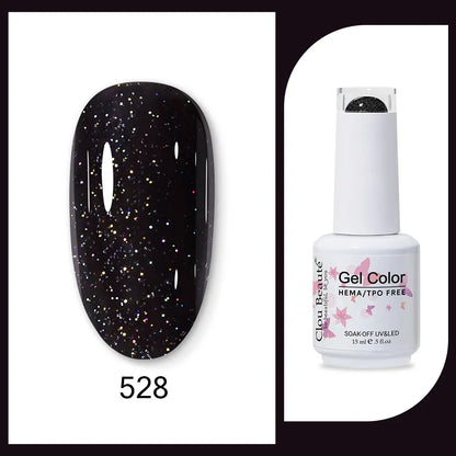 Clou Beaute 15ml Gel Nail Polish Set – Red Black White Green Neon UV Soak-Off Semi-Permanent Nail Varnish Base & Velvet Top Coat