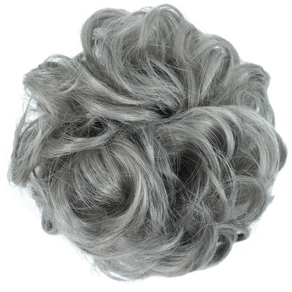 Azqueen Synthetic Messy Bun Chignon – Gray Brown Hair Bun Pad with Elastic Rope & Rubber Band Hair Extensions