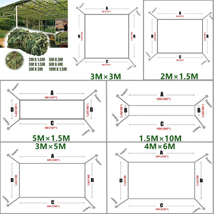 Hunting Camouflage Netting - Woodland Camo Shade Cover for Camping, Car Protection, Privacy & Outdoor Shelter