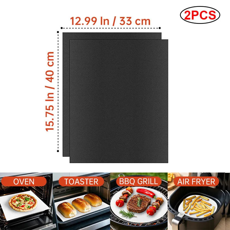 Reusable BBQ Grill & Oven Mat - Non-Stick Heat Resistant Baking Liner for Grilling, Cooking & Oven Protection