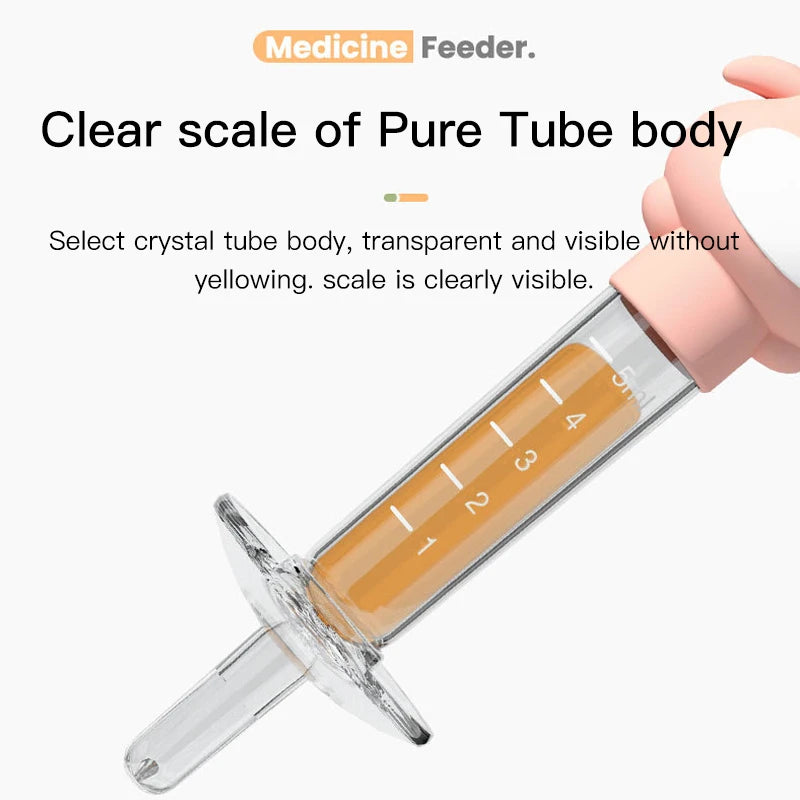 5ml Baby Medicine Feeder Syringe - Silicone Pacifier Dispenser for Infant Liquid Medicine and Feeding