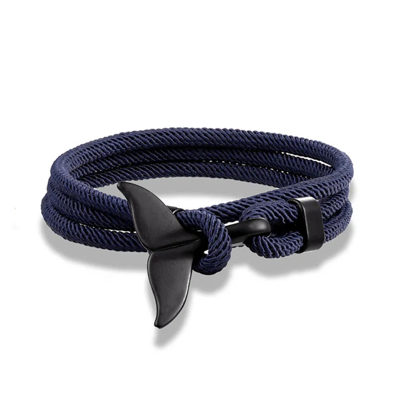 Whale Tail Anchor Bracelet - Adjustable Ocean Style Rope Couple Friendship Jewelry