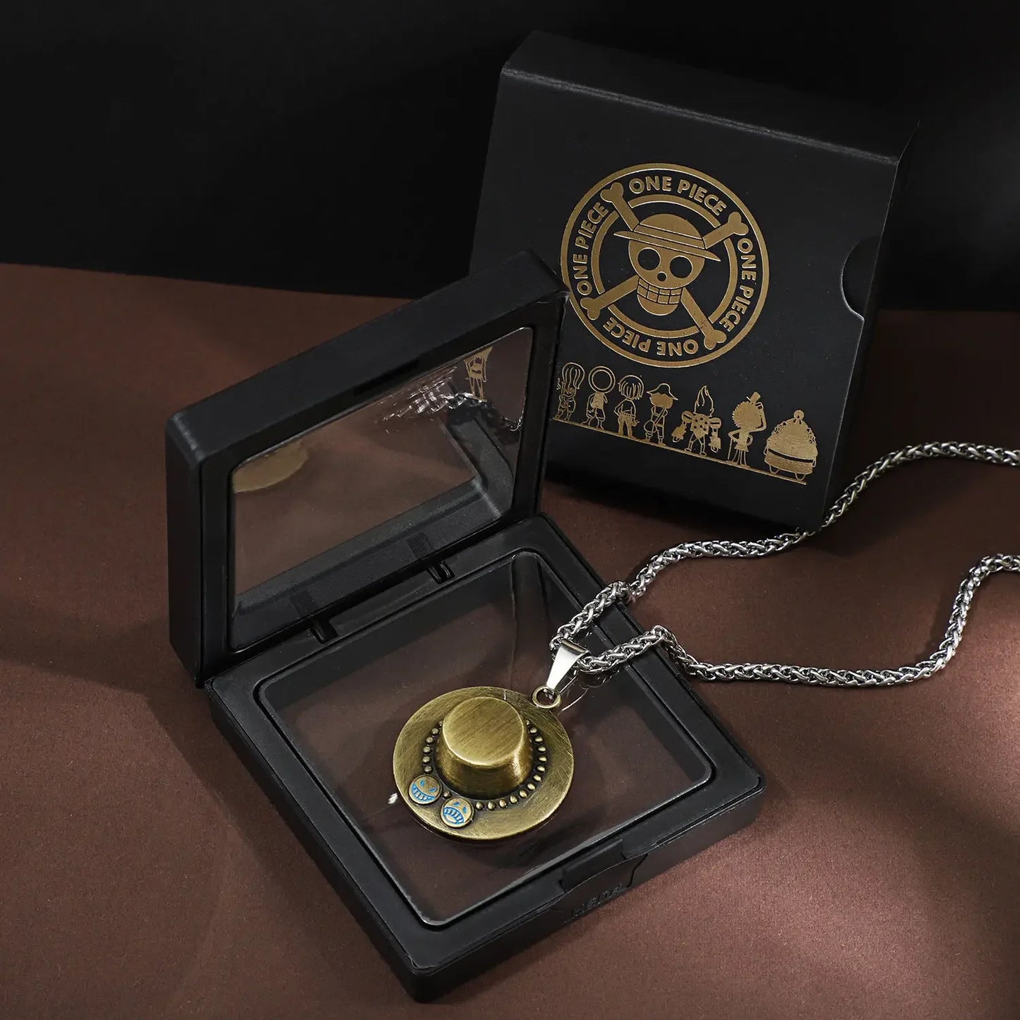 One Piece Luffy & Ace Necklace – Anime Straw Hat Metal Pendant for Men & Women, Sweater Chain Birthday Gift