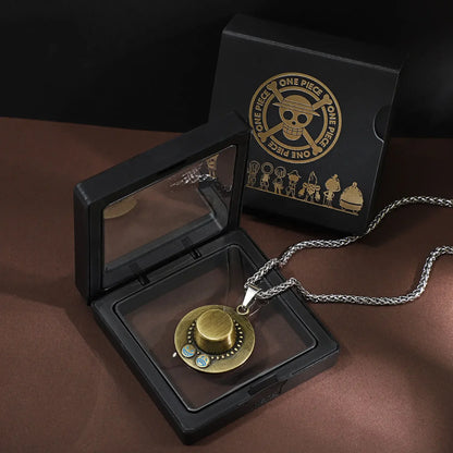 One Piece Luffy & Ace Necklace – Anime Straw Hat Metal Pendant for Men & Women, Sweater Chain Birthday Gift