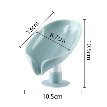 Leaf Shape Soap Holder: Drain Soap Box with Suction Cup Tray - Shower Sponge Container for Kitchen & Bathroom Accessories