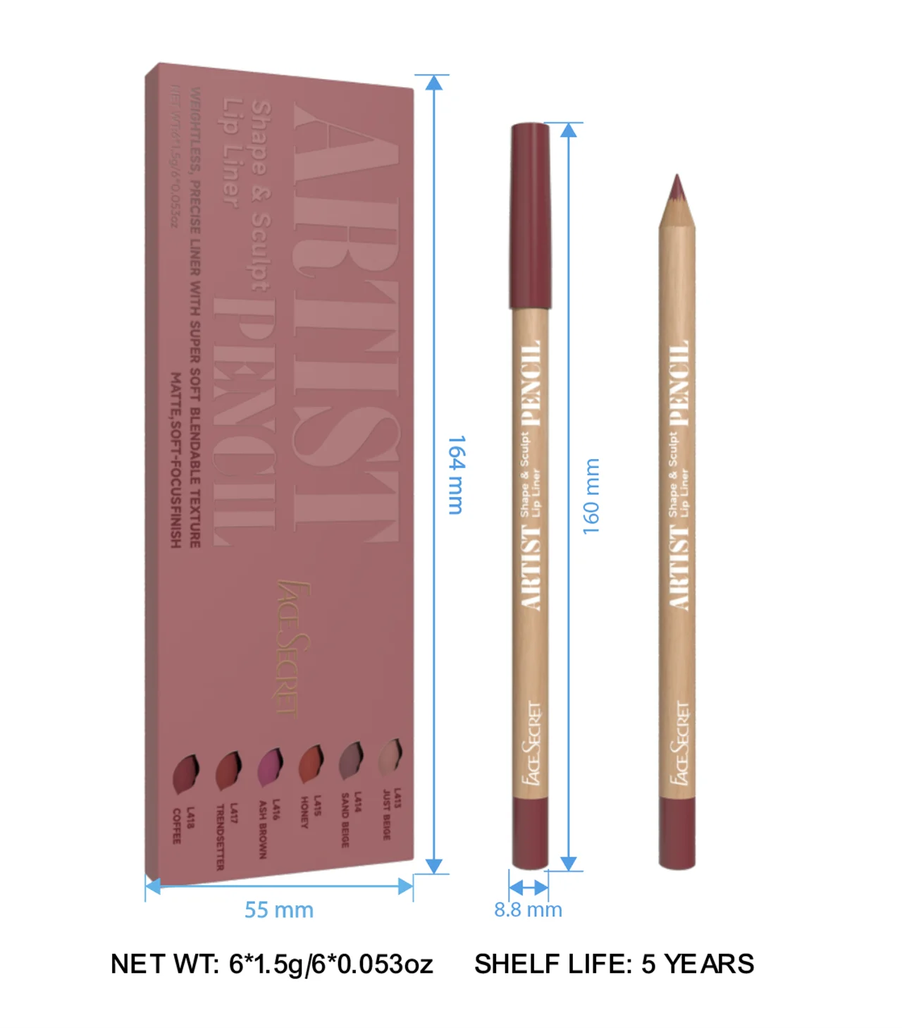 Face Secret Artist Shape Sculpt Lip Liner Set – Weightless, Precise, Super Soft & Blendable Matte Texture