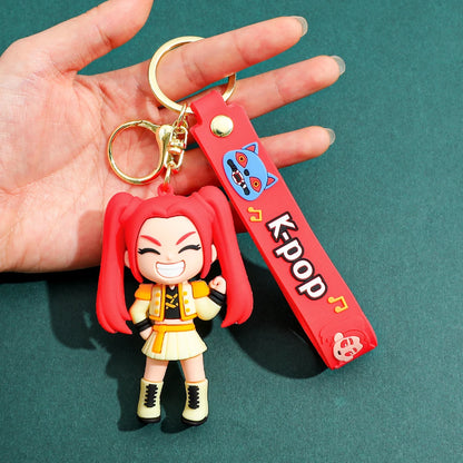 New KPOP Demon Hunters Keychain – Tiger PVC Figure, Cute Harajuku Style Key Ring for Kids & Fans