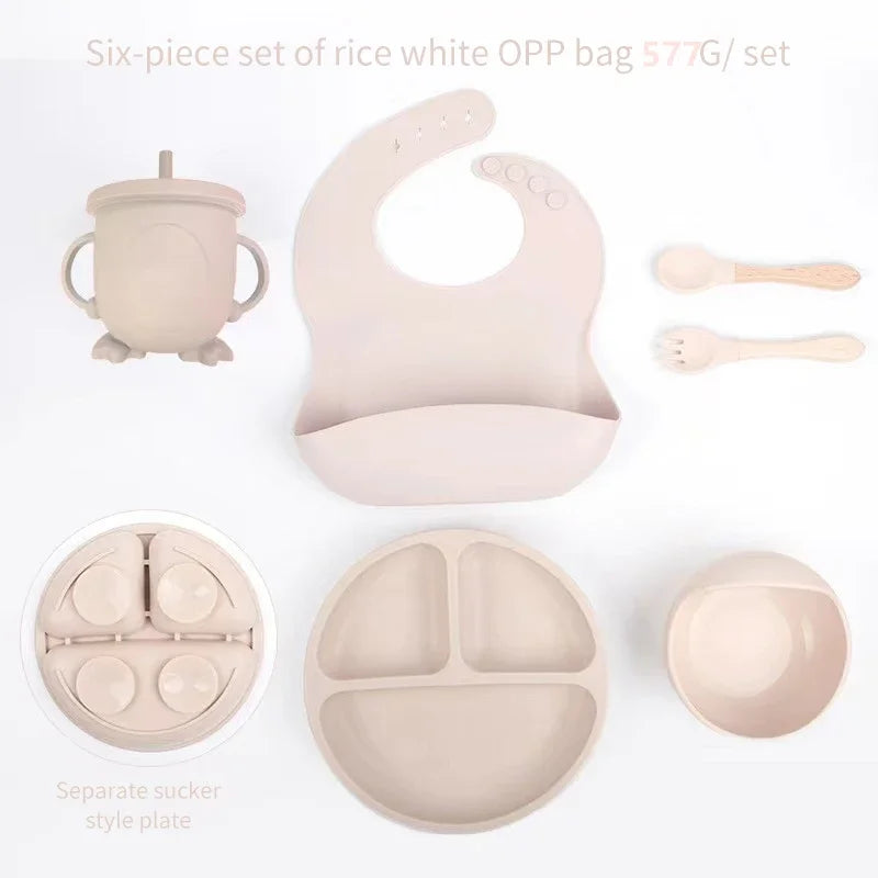 6-Piece Baby Meal Set – Silicone Training Plates, Bowls & Cutlery for Children
